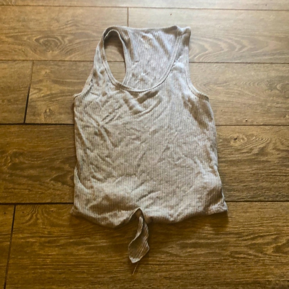 Grey tank top with tie bottom